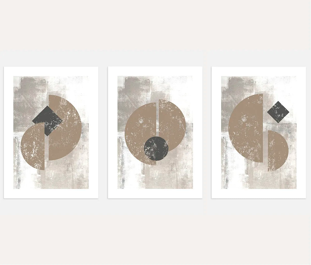 beige black geometric poster set of 3 abstract wall art for modern interior