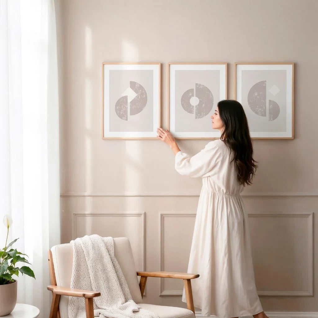 beige minimal wall art set of 3 modern neutral decor