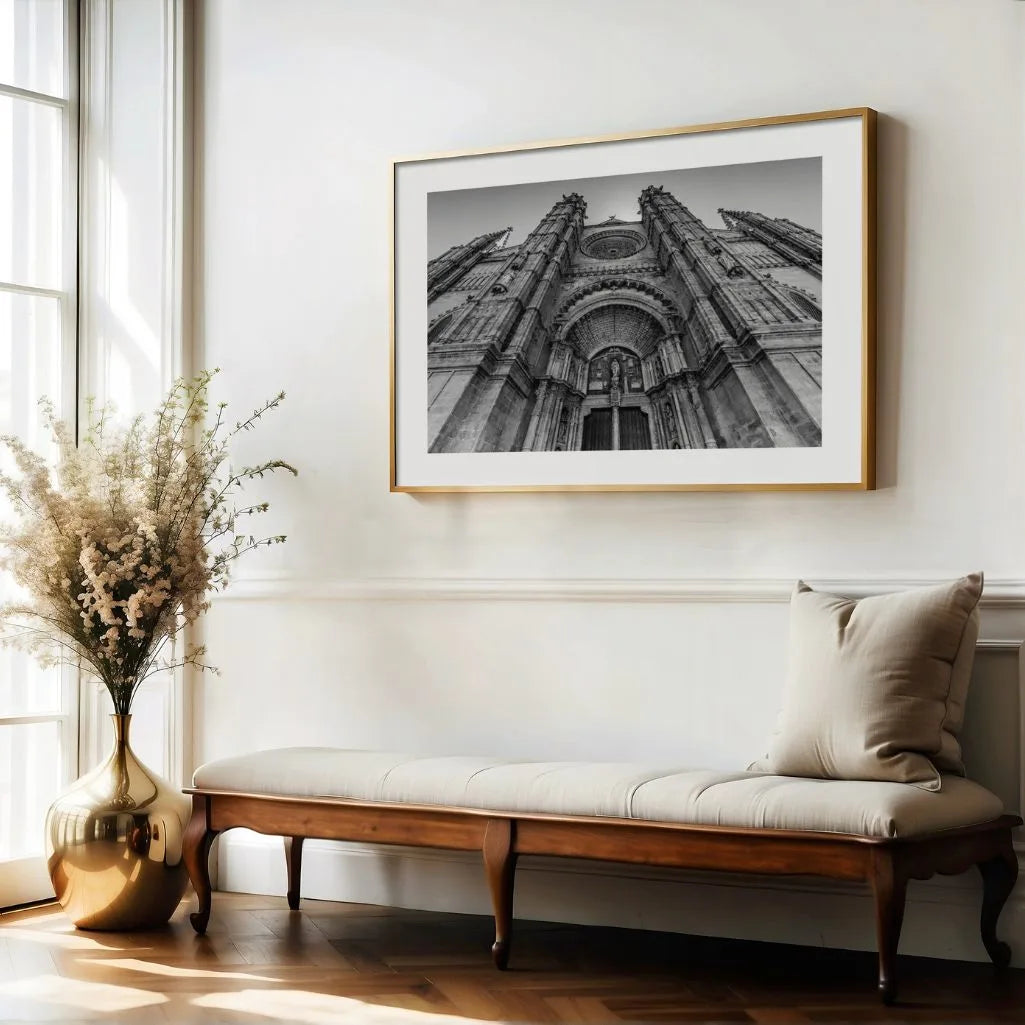 black white cathedral poster room decor