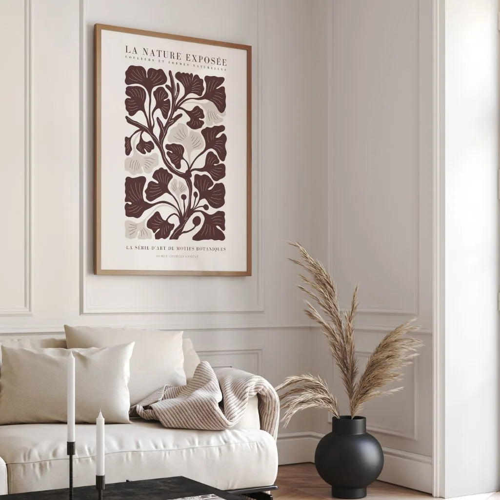 bordeaux botanical poster living room warm decor