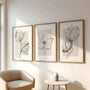 black beige botanical flower outline poster set wall art for gallery wall decor