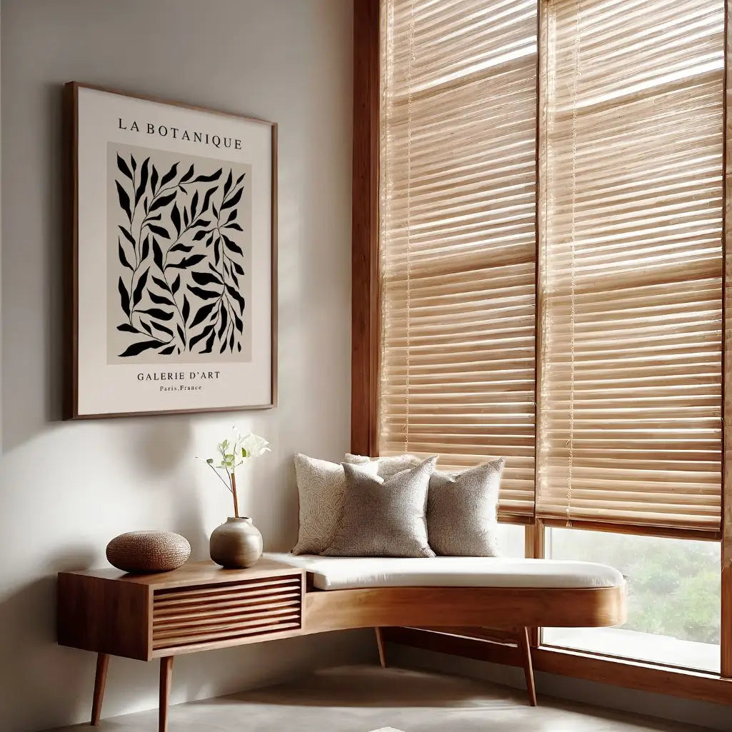 botanical leaves poster living room neutral modern wall decor