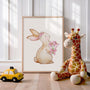 bunny flowers poster kids bedroom wall art
