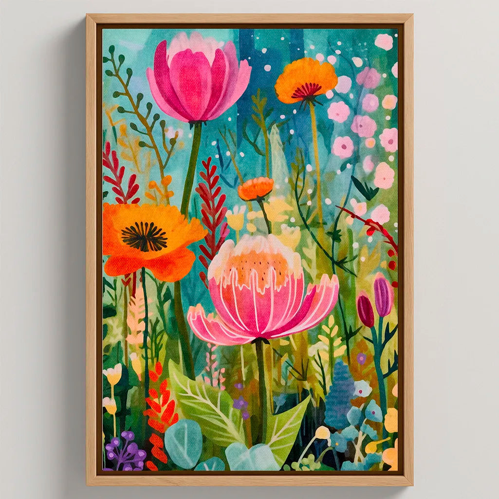 Lienzo enmarcado – Danza floral