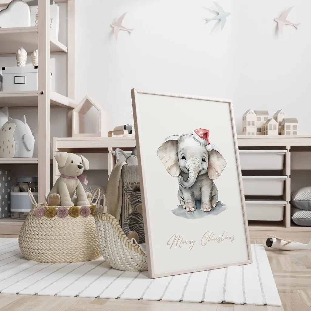 christmas baby elephant poster kids bedroom festive wall art