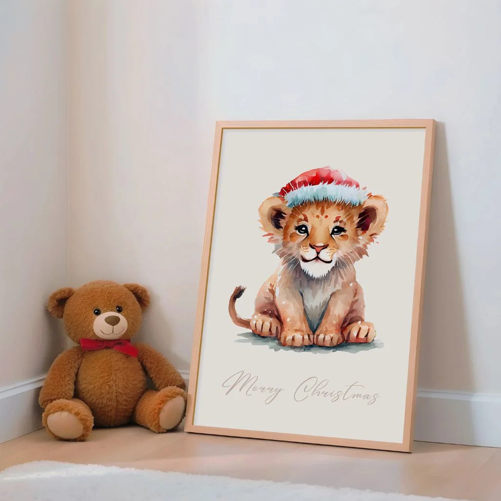 christmas lion poster nursery christmas decor