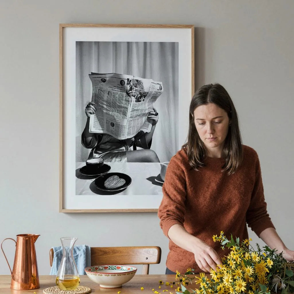 coffee newspaper wall art kitchen decor