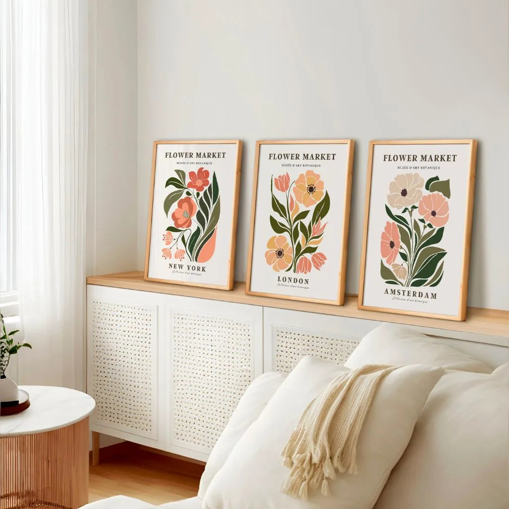flower market poster set wall art for interior design