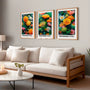Calming dark forest poster set with yellow flowers for bedroom wall art