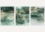 Luxury abstract poster set in emerald green with gold texture accents