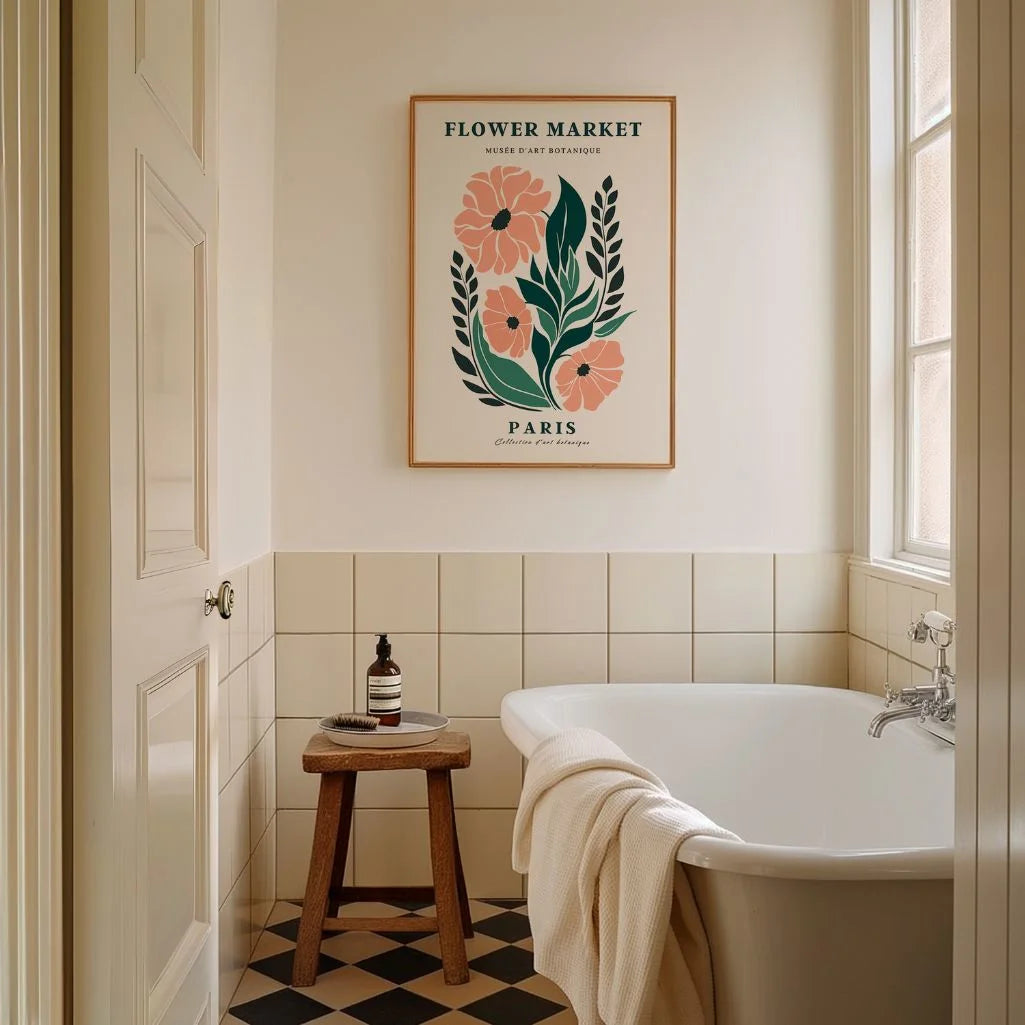flower market paris poster living room vintage floral decor