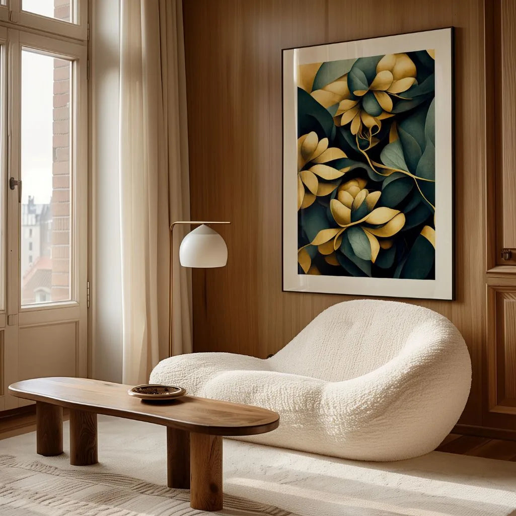 golden leaves poster gallery wall luxury botanical decor