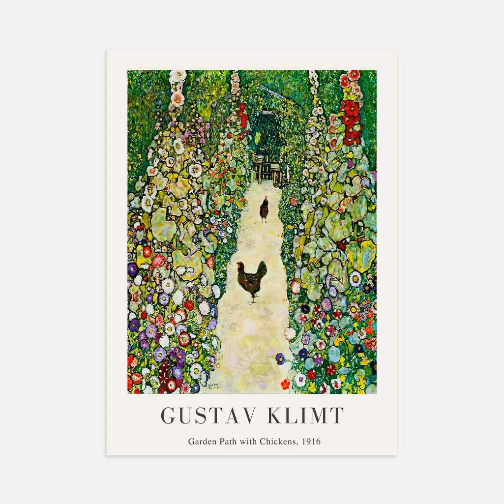 Gustav Klimt – Sendero de jardín con gallinas Póster