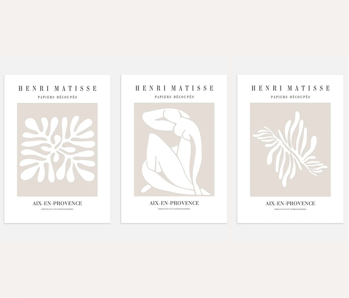 henri matisse beige white minimal poster set wall art