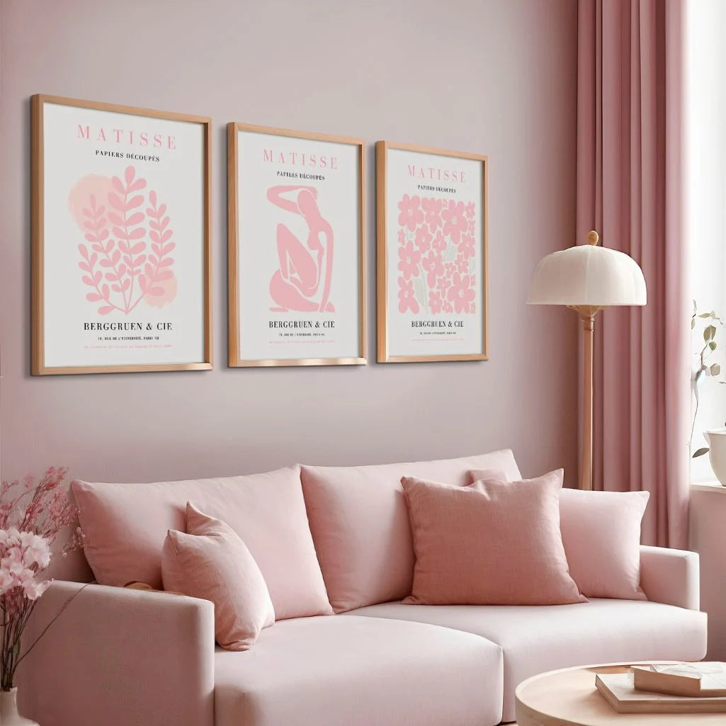 henri matisse floral figure posters pink beige living room wall art