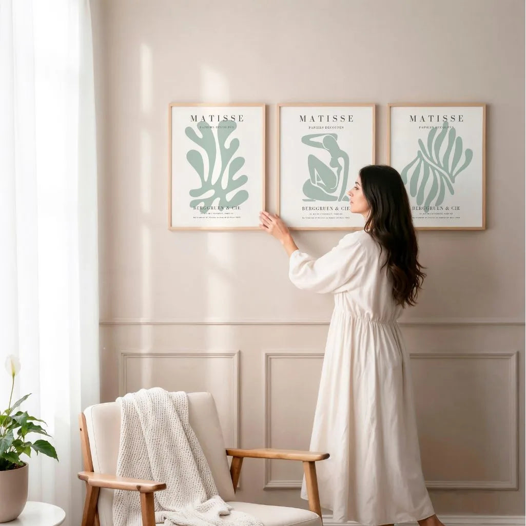 henri matisse poster set of 3 sage green beige gallery wall