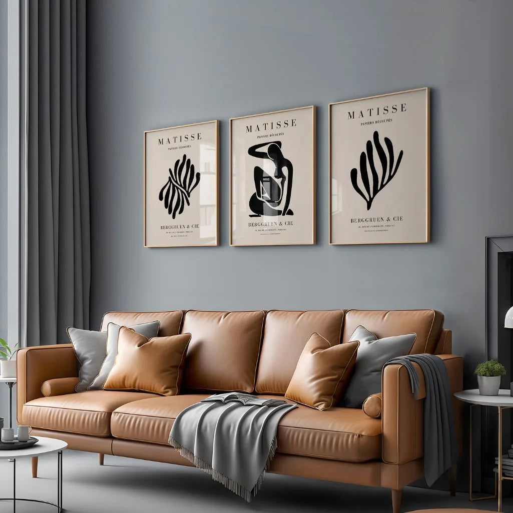 henri matisse minimal black beige contrast poster set