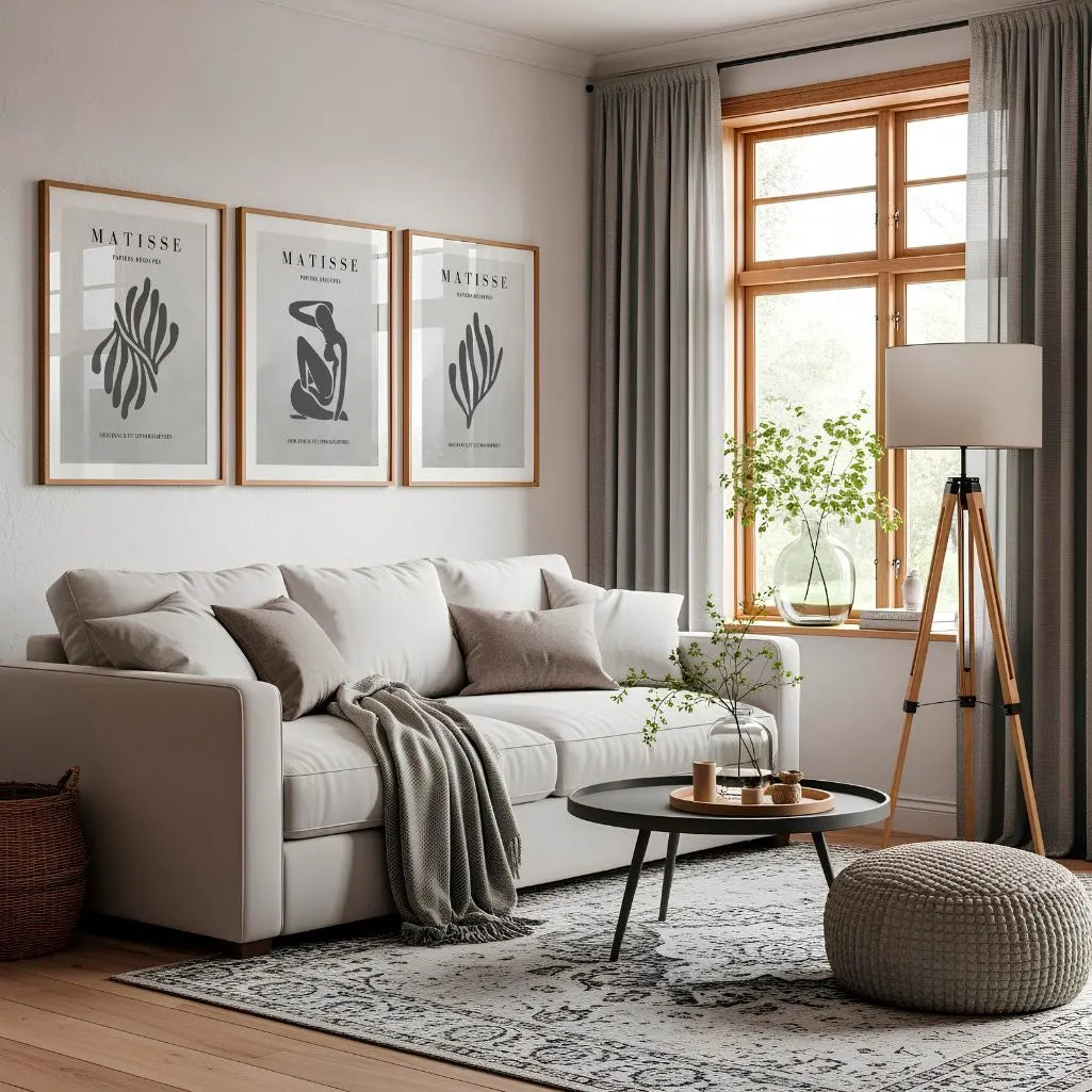 henri matisse poster set of 3 grey modern interior
