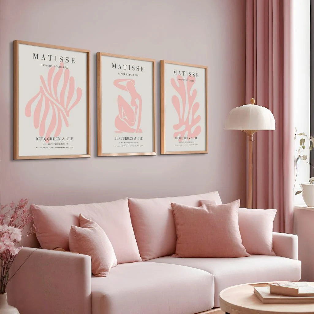 henri matisse abstract figure poster set pink beige living room decor