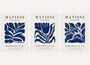 henri matisse poster set of 3 royal blue floral wall art