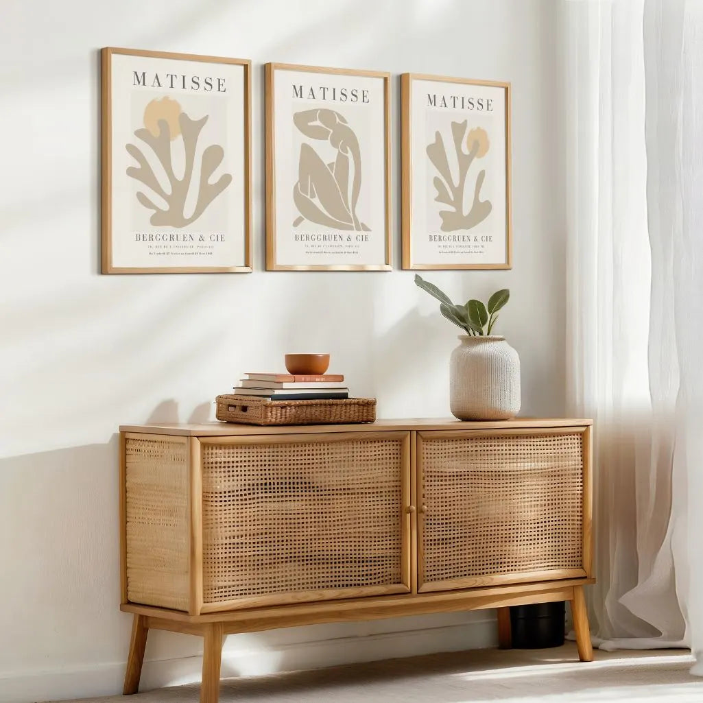 henri matisse sand tone minimalist poster set
