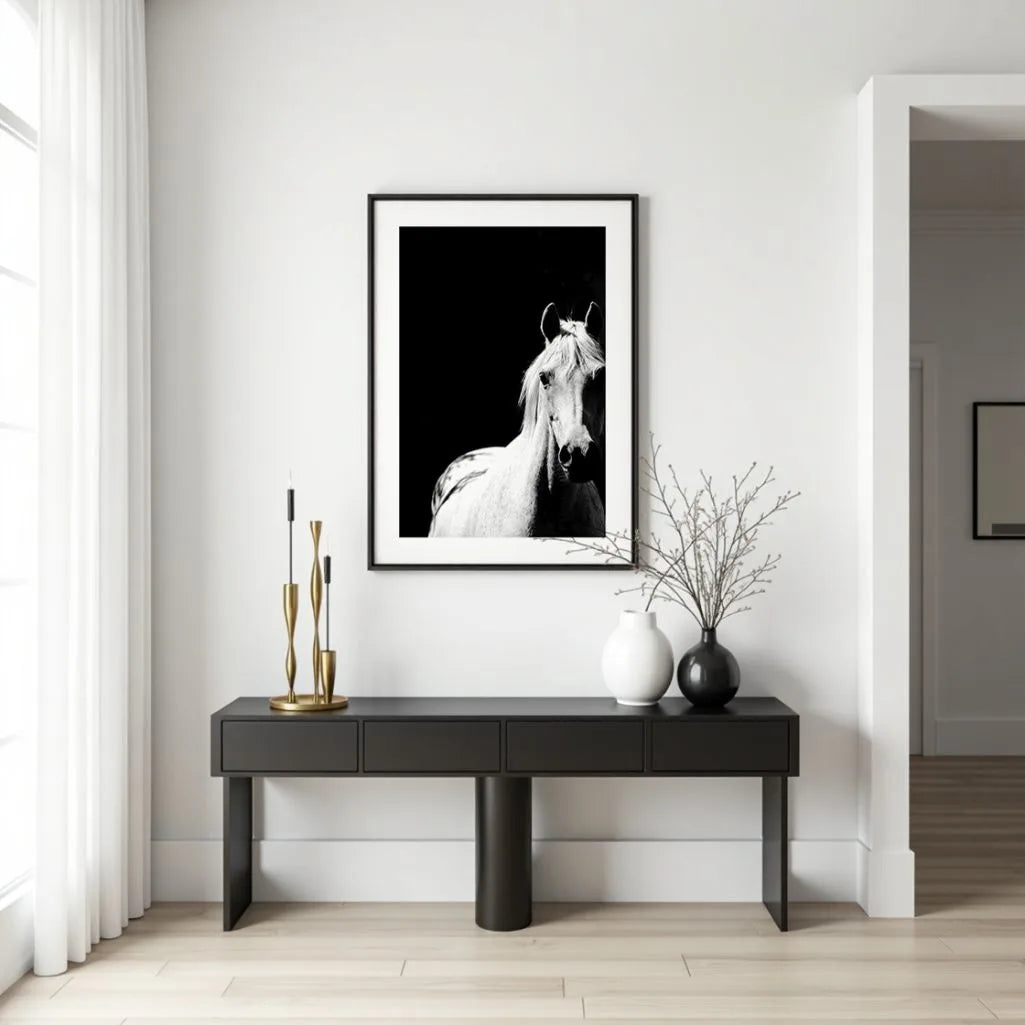 horse silhouette detail poster