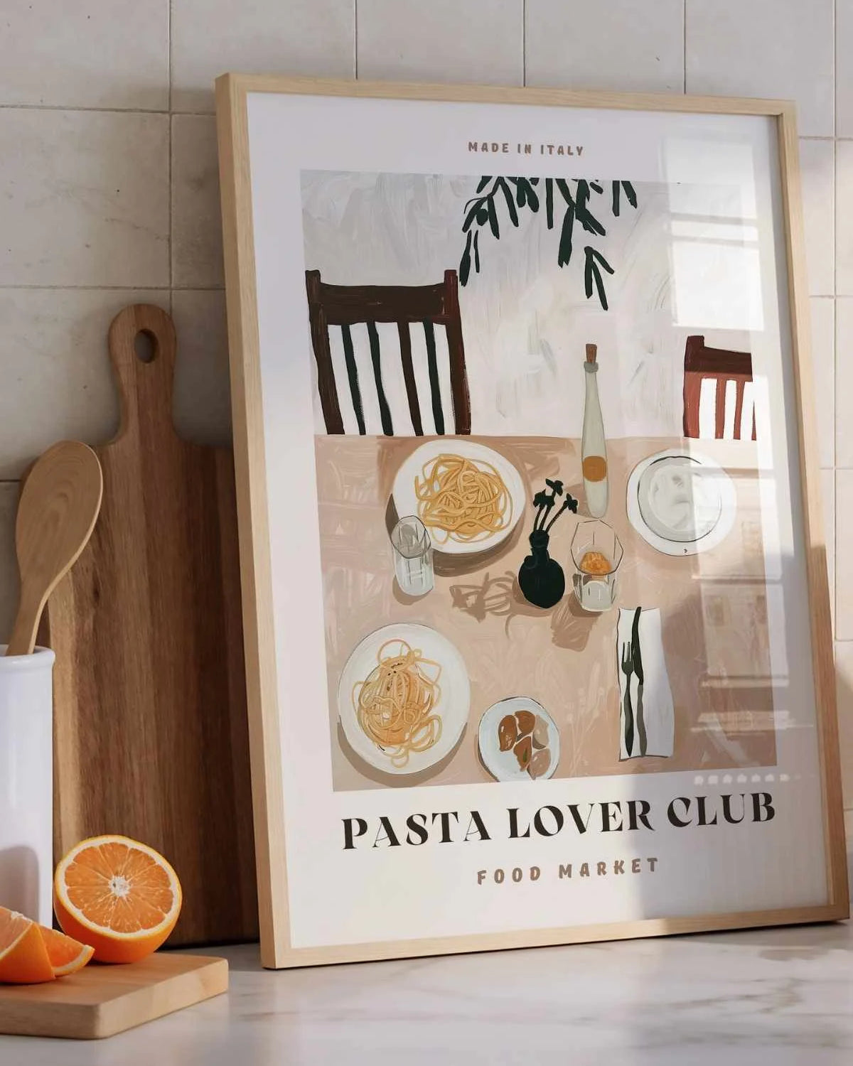 kitchen wall art posters with coffee and food prints in modern kitchen interior decor