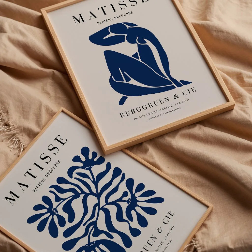 matisse blue cut out poster set bedroom minimalist art decor
