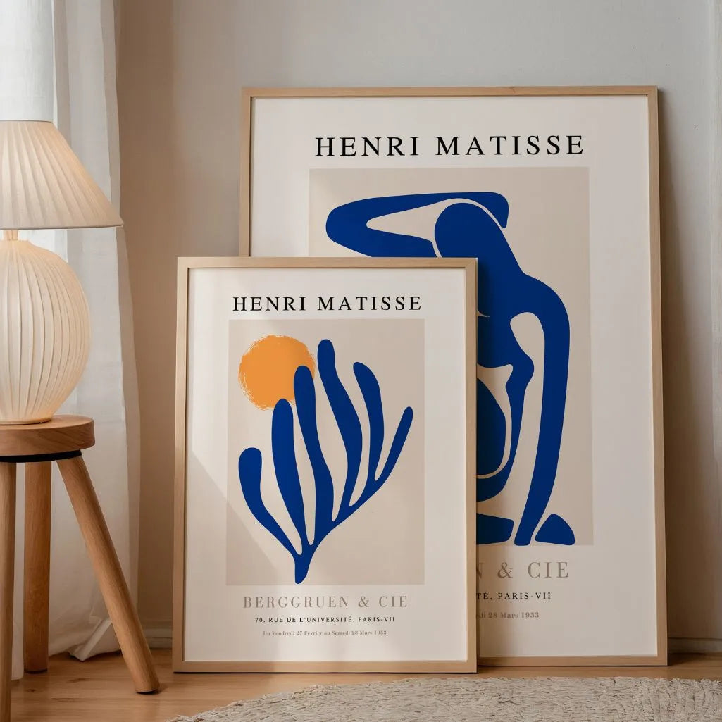 matisse blue shapes poster set bedroom minimalist decor