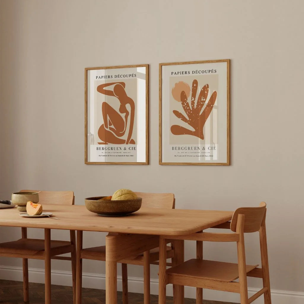 matisse brown abstract poster set living room wall decor