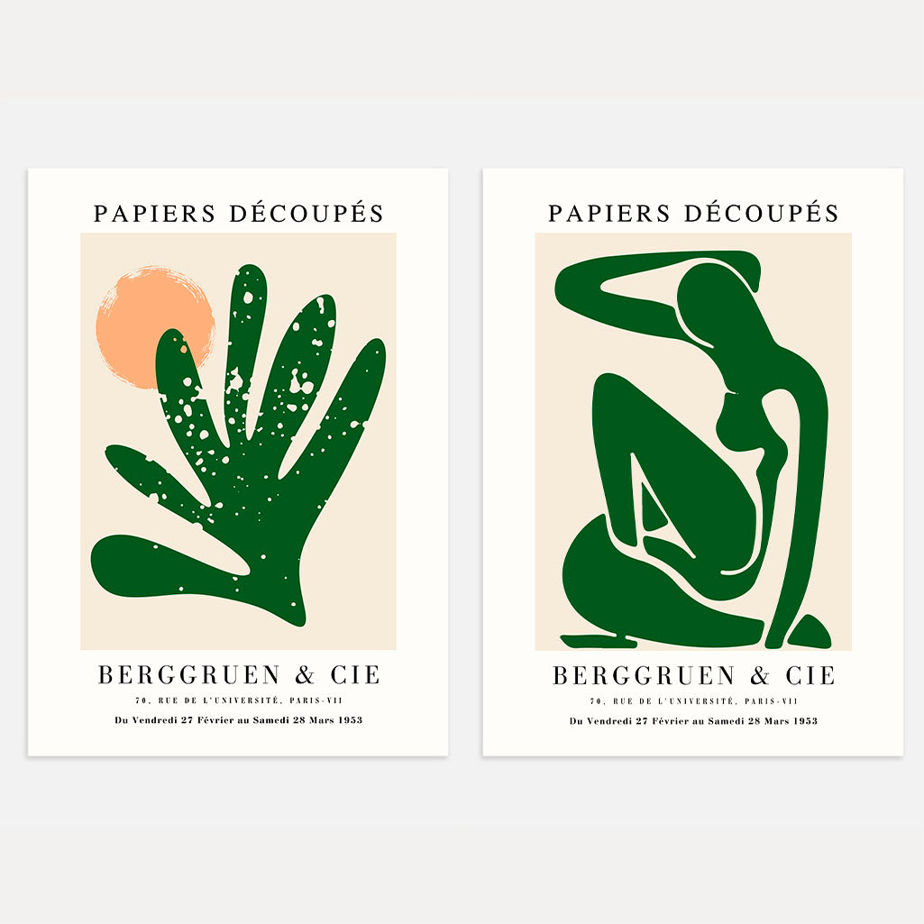 matisse green shapes poster set of 2 abstract wall art