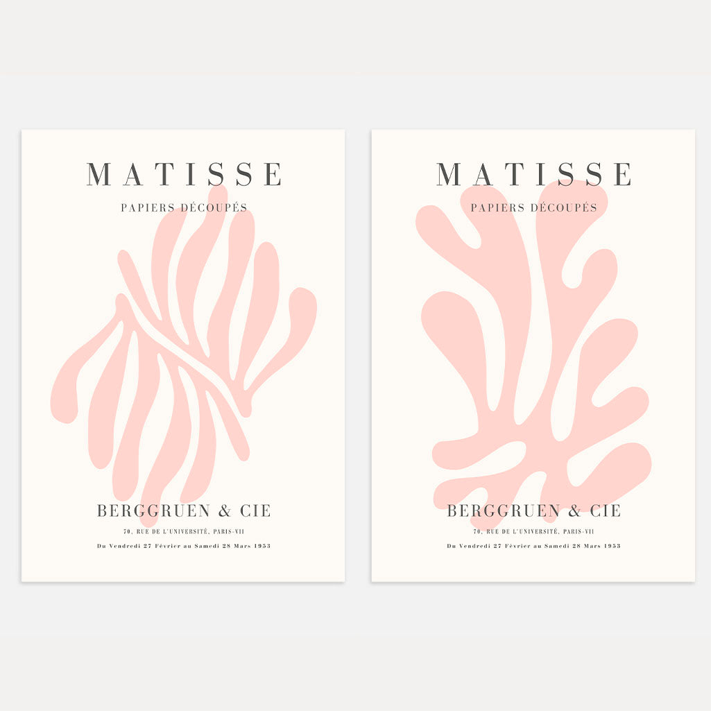 matisse pastel pink shapes poster set of 2 modern wall art