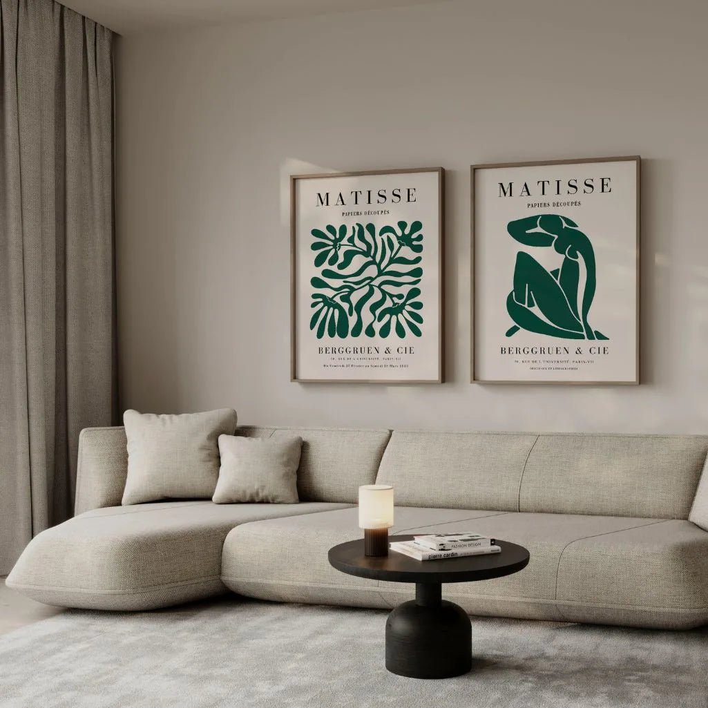 matisse green abstract poster set living room modern decor