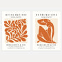 matisse terracotta abstract forms poster set of 2 wall art