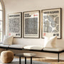 Minimal black white poster set for bedroom modern graphic wall art