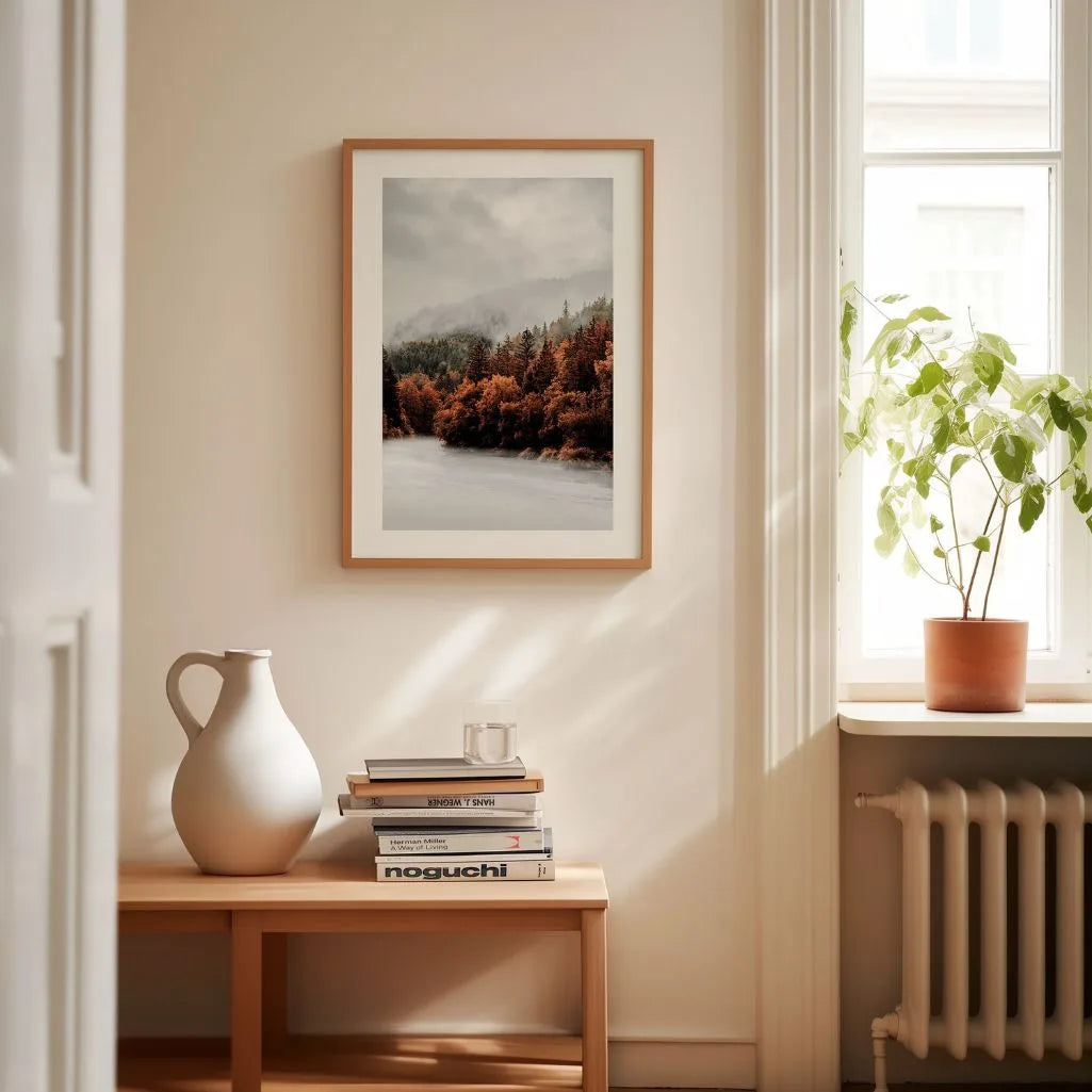 Autumn river landscape poster detail