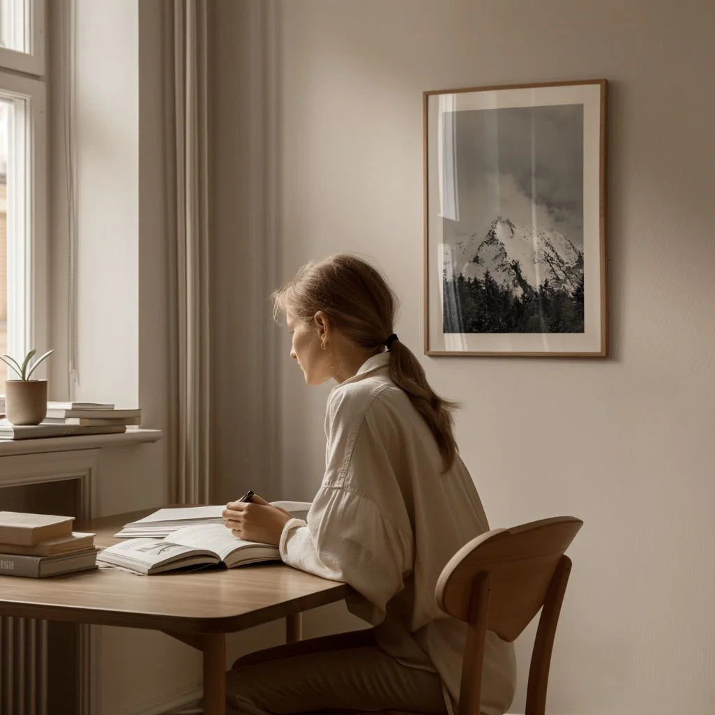 mountain fog minimal wall art decor