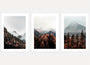 Mountain forest autumn poster set of 3 nature photography wall art