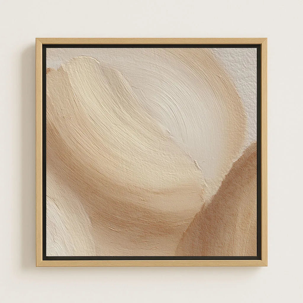 Lienzo enmarcado – Olas beige