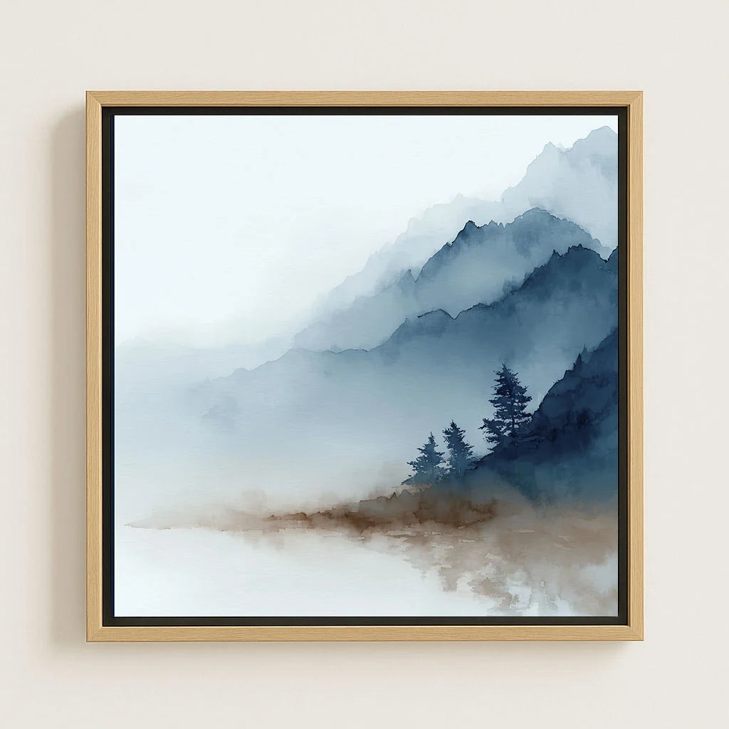 Lienzo enmarcado – Niebla sobre las montañas