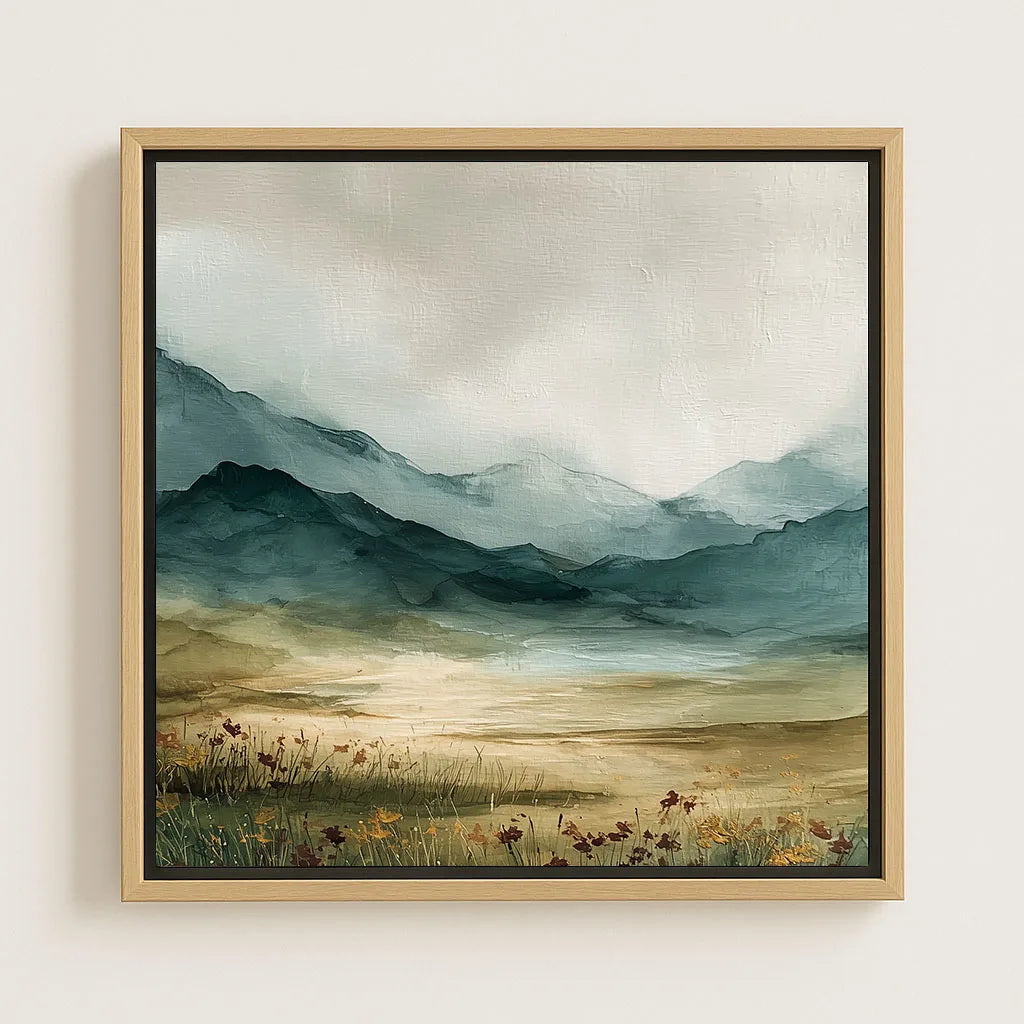 Lienzo enmarcado – Valle verde al sol