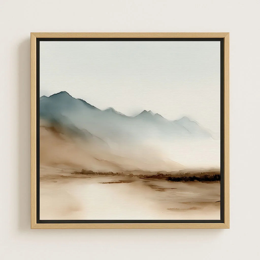 Lienzo enmarcado – Montañas beige y azules