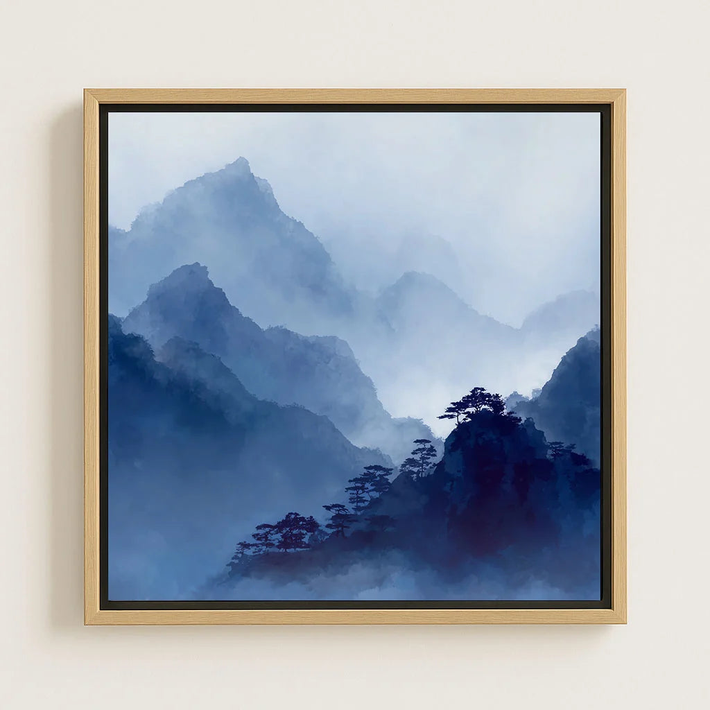 Lienzo enmarcado – Montañas azules