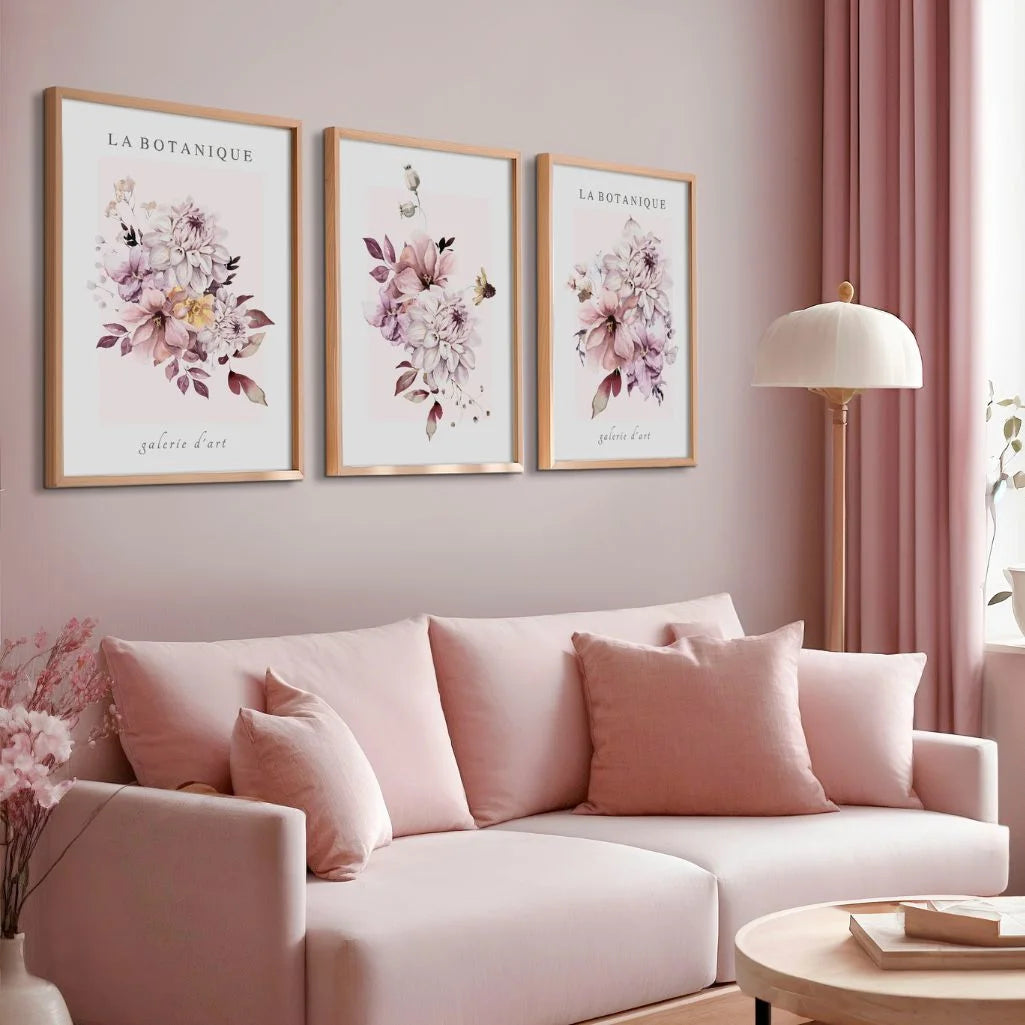 pink lilac bouquet poster set wall art for gallery wall decor