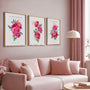 pink peony botanical poster set wall art for living room decor