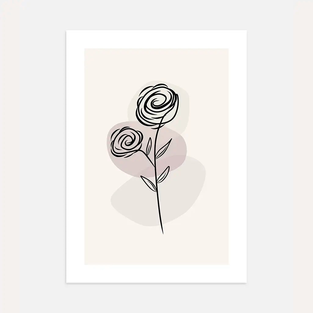 rose lines line art poster wall art