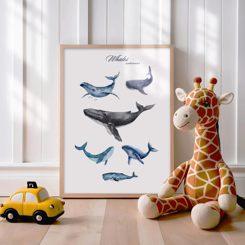 whales poster kids bedroom ocean wall art