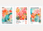 Yayoi Kusama pastel flower poster set of 3 with soft pink and turquoise wall art